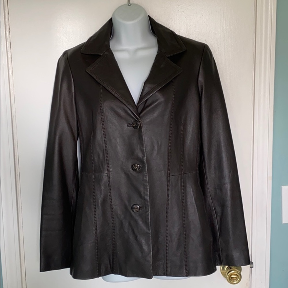 Dark Brown Leather Lightweight Jacket. - image 1